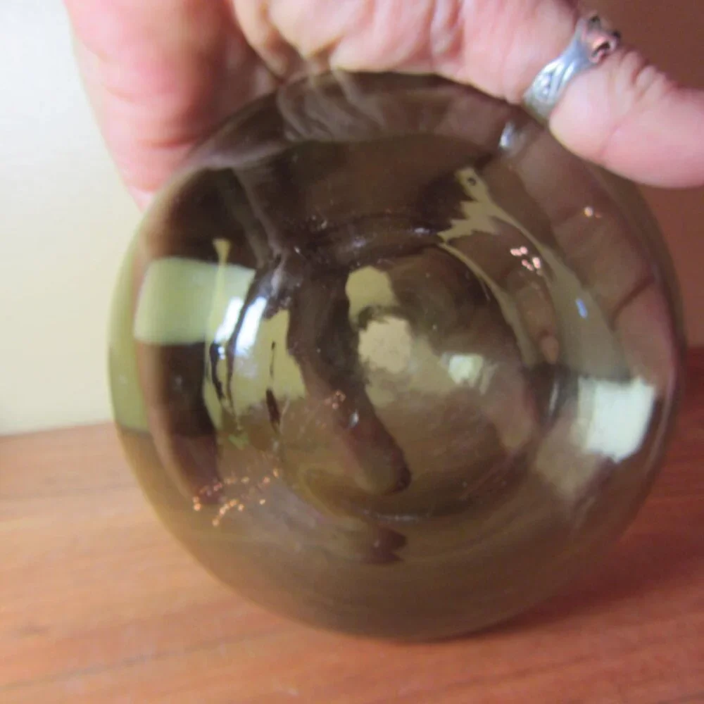 vintage Ikea salong MCM style grey smoked glass bubble vase (W4074)